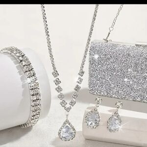 Silver Jewelry Set with Clutch